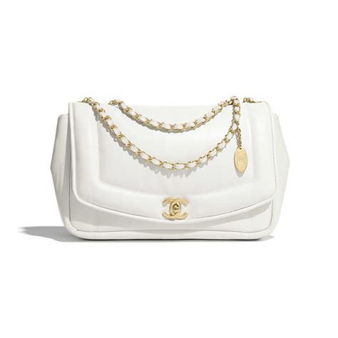 chanel hollywood bag|Flap bag with top handle, Lambskin & gold metal , white .